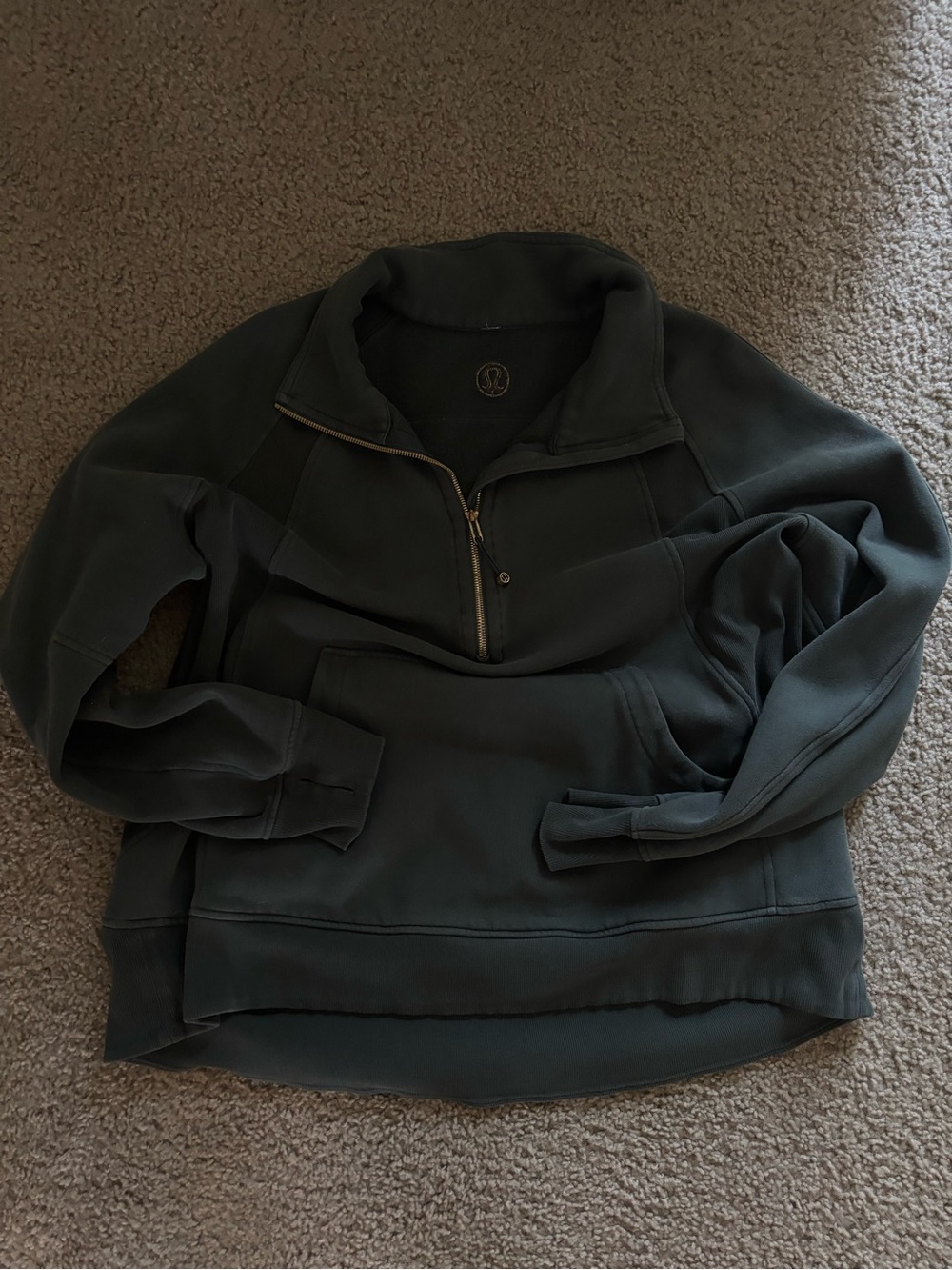 Lululemon Scuba - Dark Green, Gold Zip